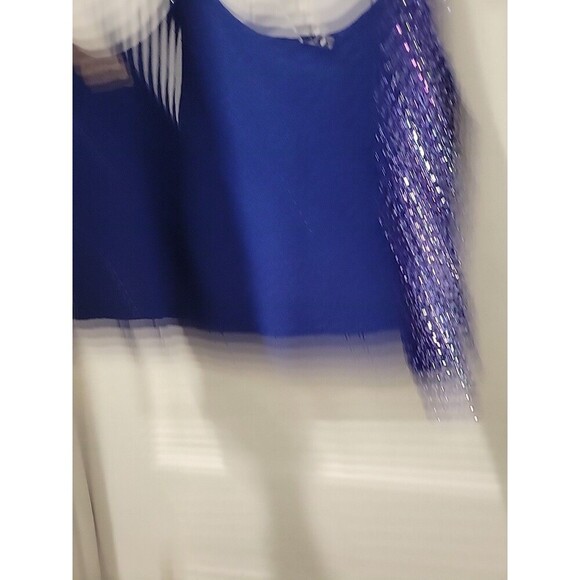 Idell Imports blue fringed beaded sequined cocktail top sleeveless wool Sz M Mod - Picture 10 of 12